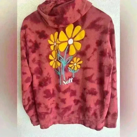 Neff Women’s Floral Tie-Dyed Cotton Long Sleeve Graphic Pullover Hoodie Size S - Picture 5 of 5